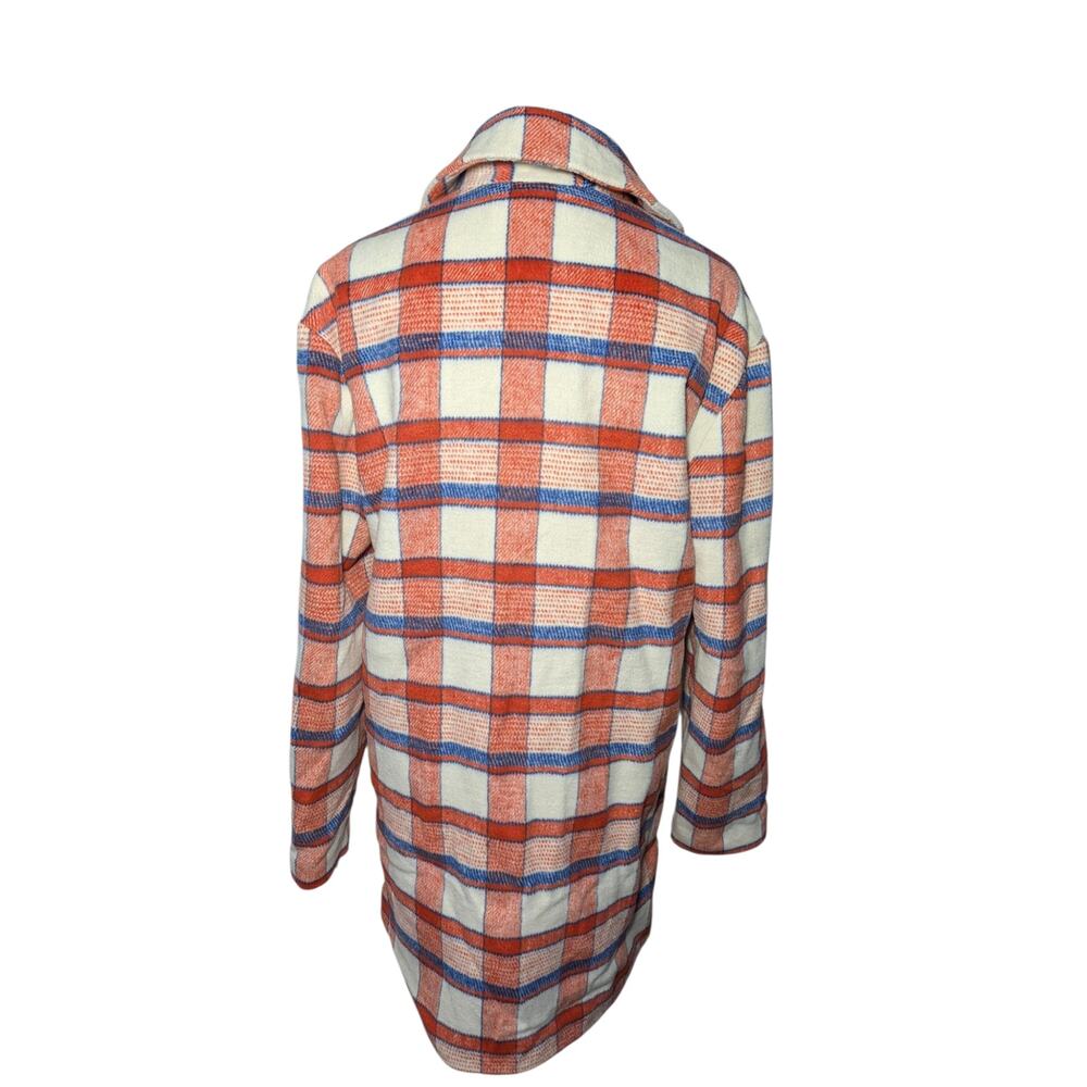 Hutch x Anthropologie Donna Plaid Shirt Jacket Shacket Women's Sz S Orange Blue - Picture 3 of 11